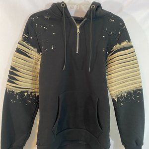 Tailored Recreation Premium Black w/ Gray Paint Hoodie Sweatshirt Men's Size